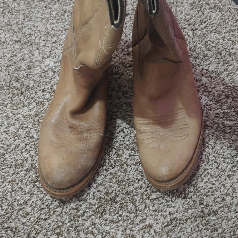 VTG Dingo Leather Cowboy Boots Light Brown Men's Size 8